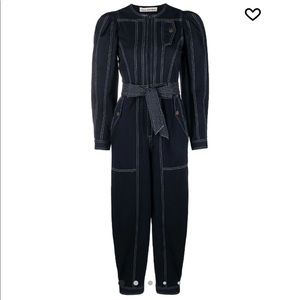 Ulla Johnson NEW WITH TAGS Leo contrast-stitching denim jumpsuit SIZE 6